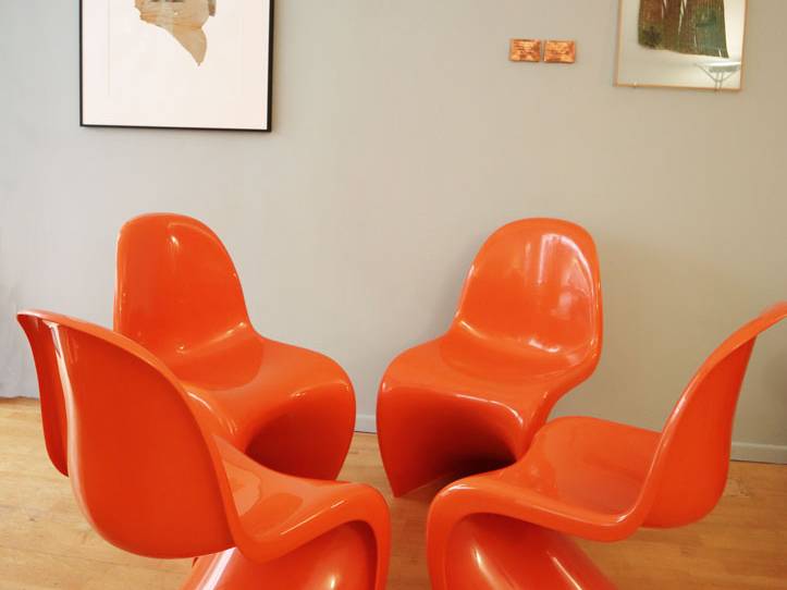 set-4-panton-chairs-orange-71 galerie odile vevey